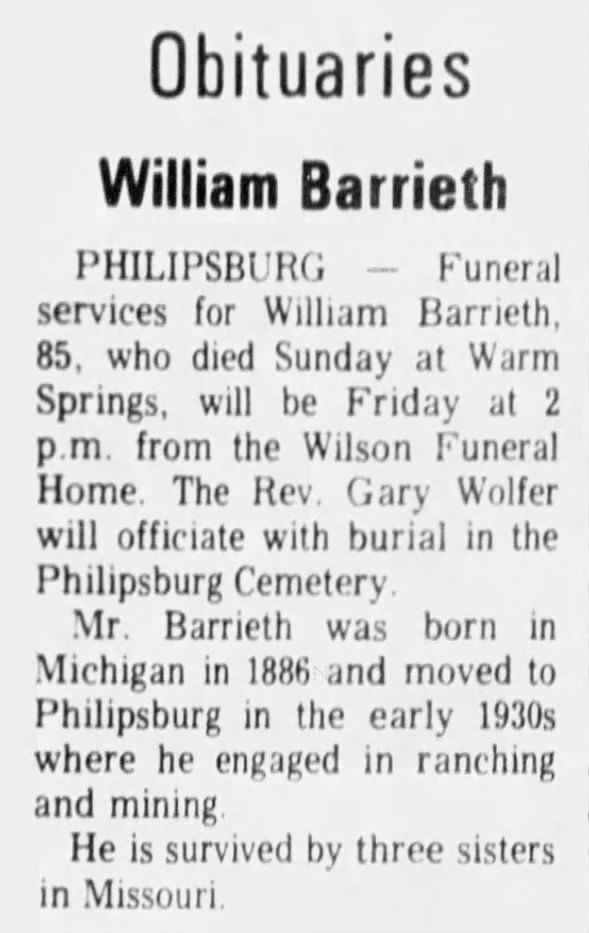 William Barrieth, Phillipsburg, Montana